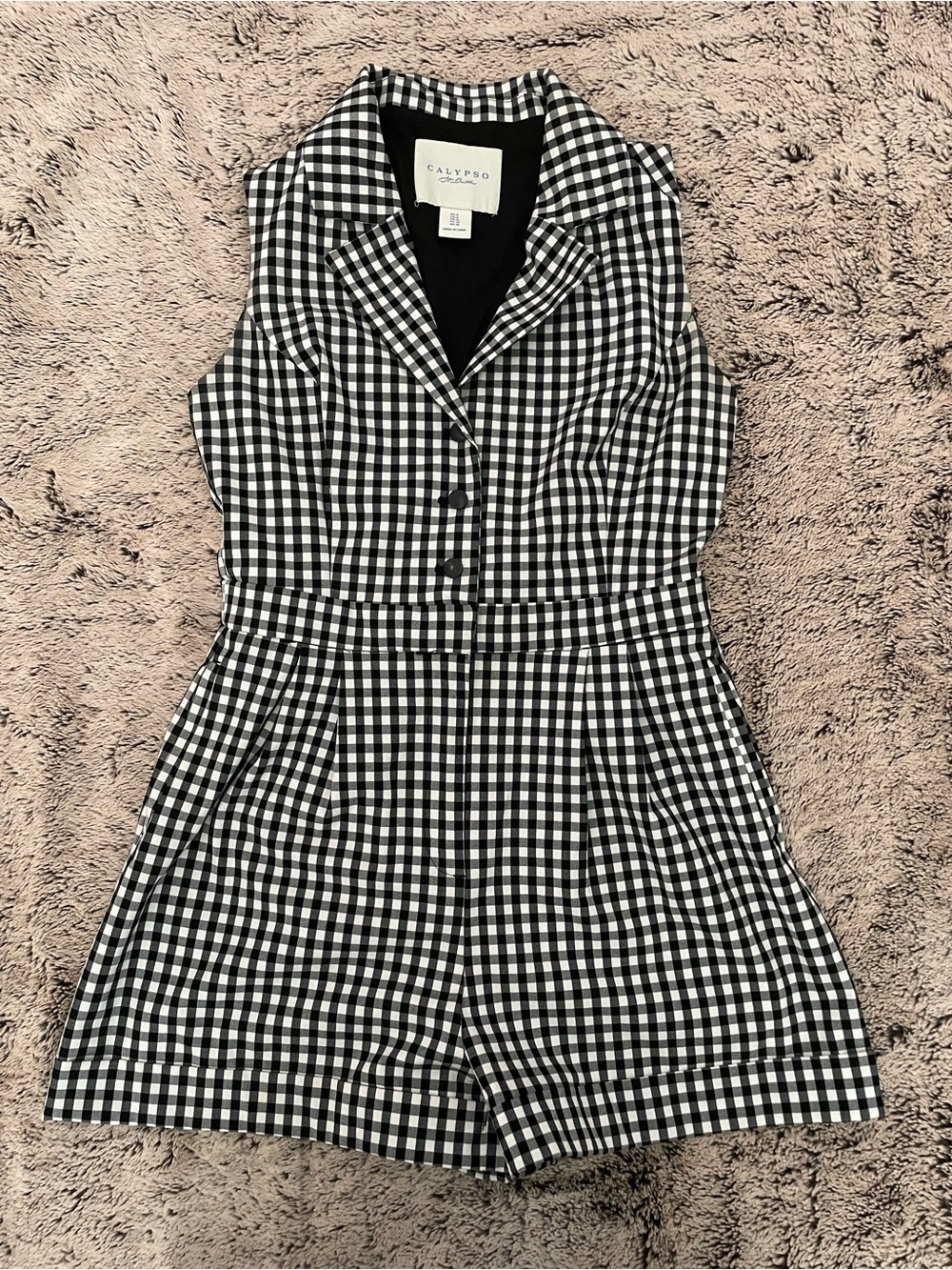 Calypso Black & White Gingham Sleeveless Romper